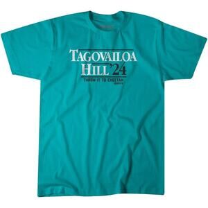 Tua Tagovailoa Hill 24 Throw it to Cheetah Mens T Shirt Aqua NFLPA Size L NWT